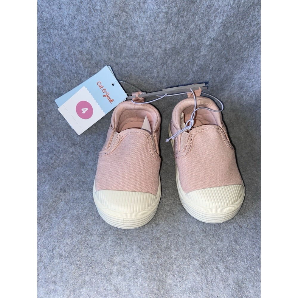 New Cat&Jack Girl Toddler Size 4 Slip On Pink Sneakers Walking Shoes